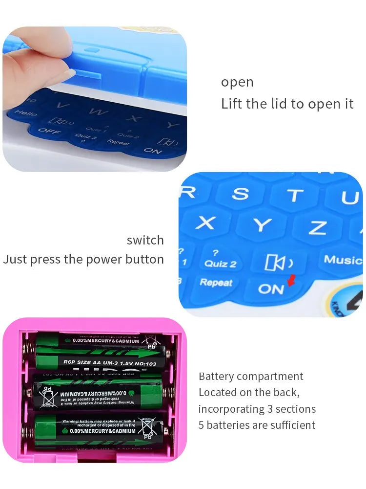 English Learning Small Laptop Toy for Kids. Boys and Girls Computer for Aphabet ABC.Numbers.Words.Spelling.Maths.Music