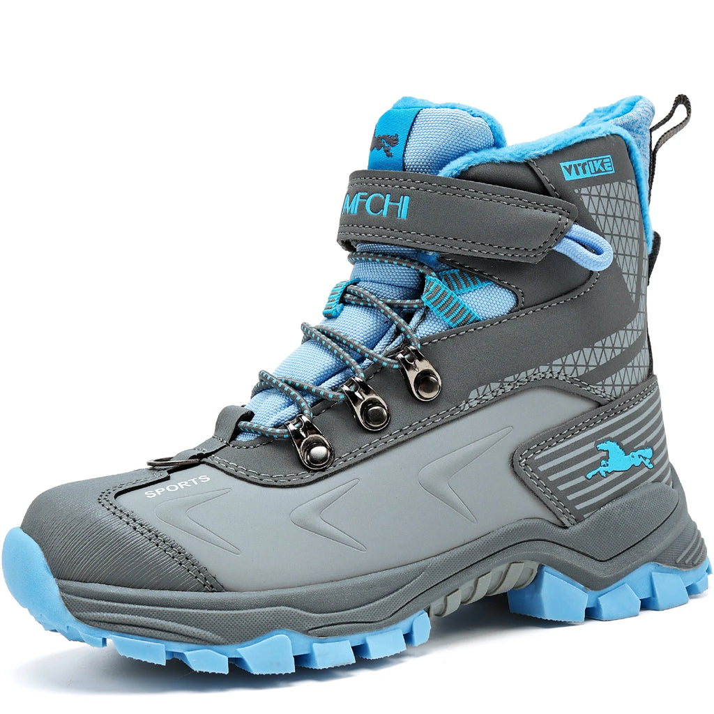 Kids Hiking Boots Boys Girls Outdoor Walking Climbing Sneaker Comfortable Snow Shoes Hiker Boot Antiskid Steel Buckle Sole