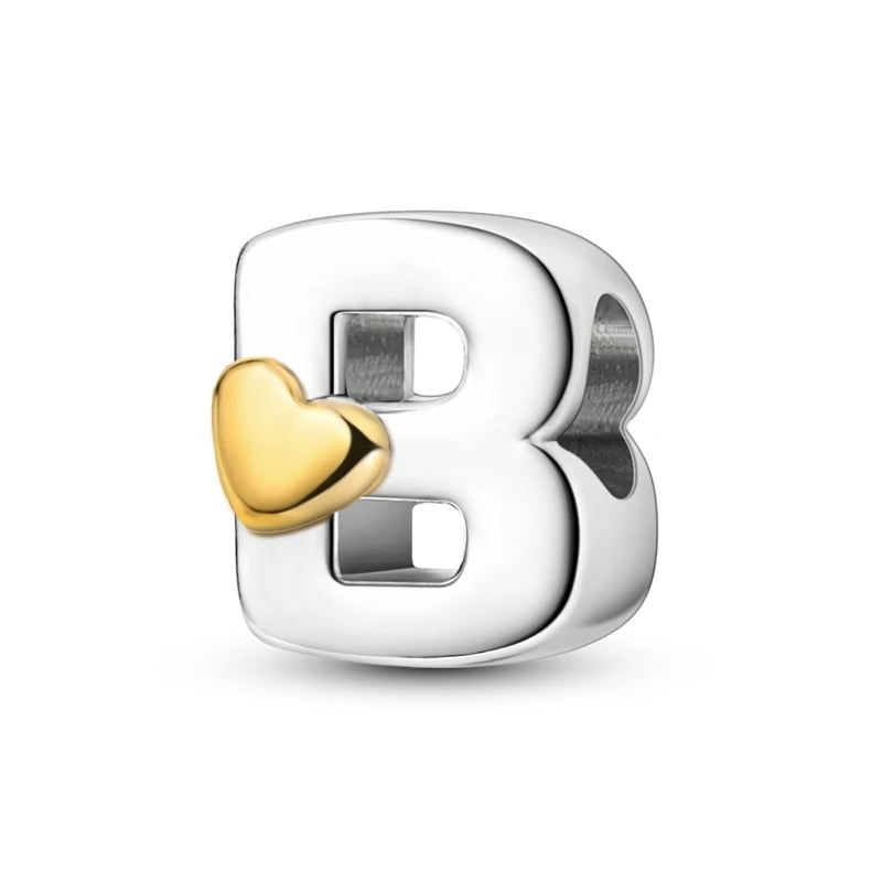 925 Sterling Silver DIY Alphabet Charms Beads LOVE Heart Letter Fit Original Bracelet Bangle Necklace Jewelry Marking Gift