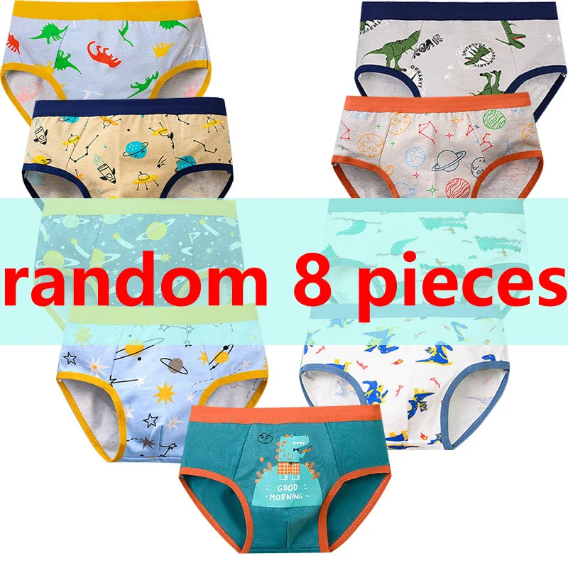 1/4/8 Pcs Boys Boxer Briefs Sets for Children Kids Cotton Underwear Breathable Baby Underpants All Print Thong Panties 2025 New