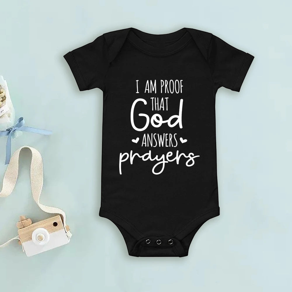 Proof That God Answers Prayers Baby Bodysuit Little Answered Prayer Romper Baby Announcement Bodysuits Newbron Shower Gift