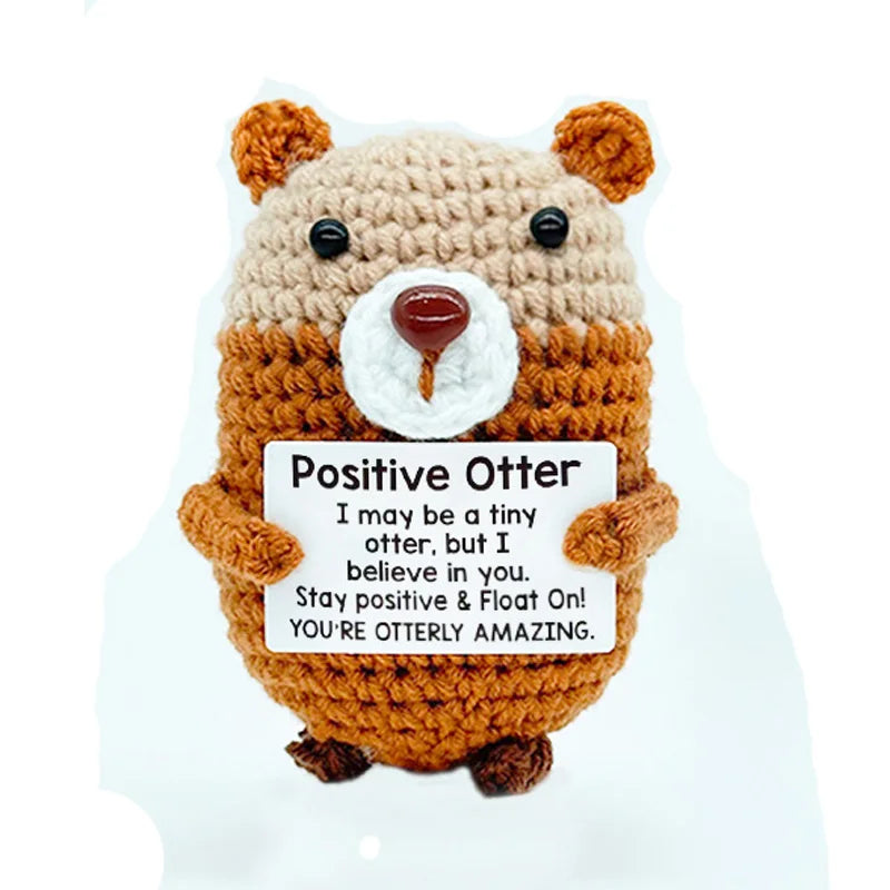 Positive Crochet Otter DIY Gift Funny Emotional Support Handmade Ornaments Gifts for Friend Mini Mental Health Encouragement