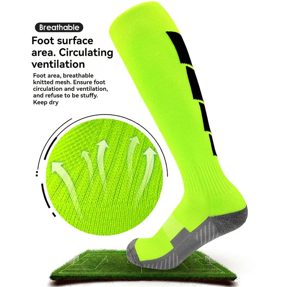 Loogdeel 1 Pair Soccer Socks, Sport Knee High Socks Calf Compression Athletic Socks for Kids Adults Running&Training Football