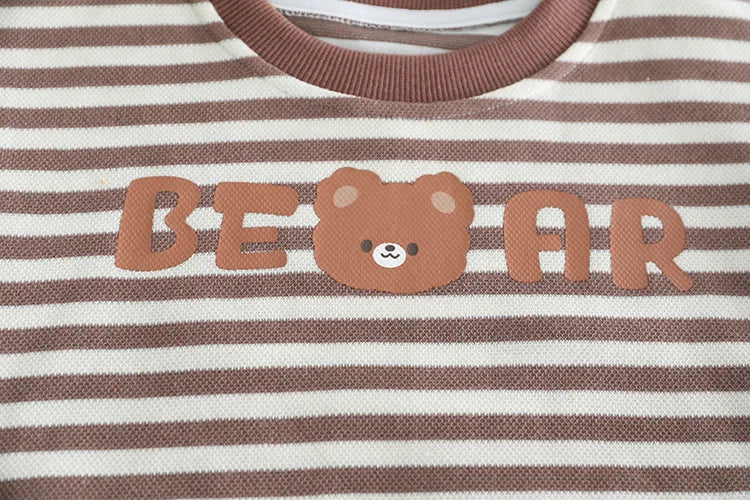 New Autumn Baby Girls Clothes Set Children Boys Striped T-Shirt Overall 2Pcs/Set Kids Clothing Infant Costume Toddler Tracksuits