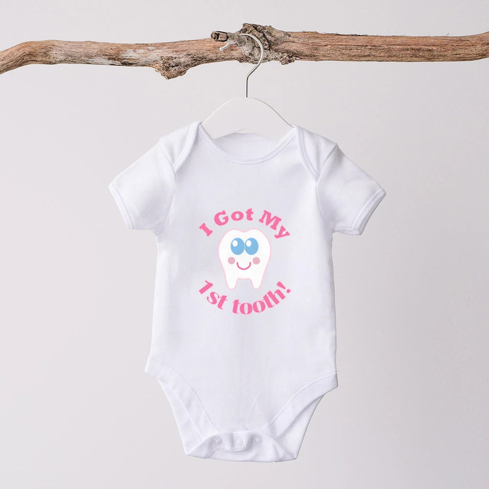 I Got My First Tooth romper baby bodysuit infant outfit baby shower gift ﻿child pregnancy gift for mom