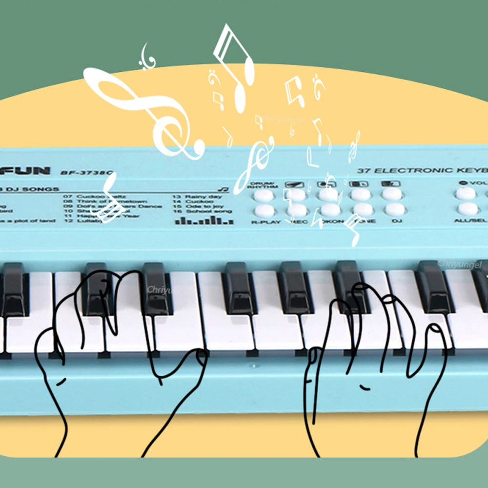 37 Keys Kids Electronic Piano with Microphone Educational Toys Musical Instrument for Kids Toddlers Boys Girls Birthday Gift