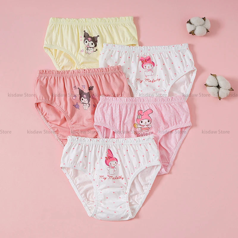 10Pcs/Set Cotton Girls Panties Cute Characters Kuromi Melody Girls Briefs Cartoon Children Underwear Breathable Kids Knickers
