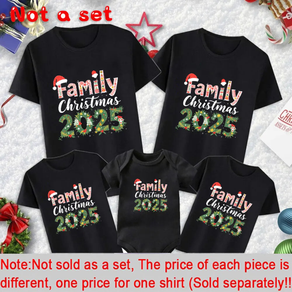 1pc Family Christmas 2025 Making Memories Together Shirts Dad Mom Kid Shirt Baby Romper Family Xmas Party Tops Outfits