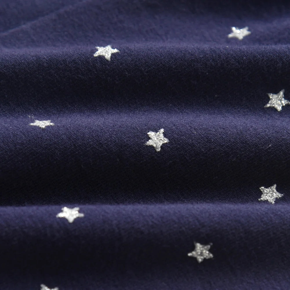 VIKITA 100% Cotton Cozy Toddlers Pants Girls Navy Blue Star Print Skinny Leggings Daily School Casual Wear Trousers for 2 Years