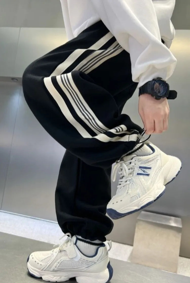 2025 New Release Boys' Wide-Leg Pants - Breathable Sporty Straight Leg for Boys 120-170cm, Spring Autumn Streetwear Casual Wear