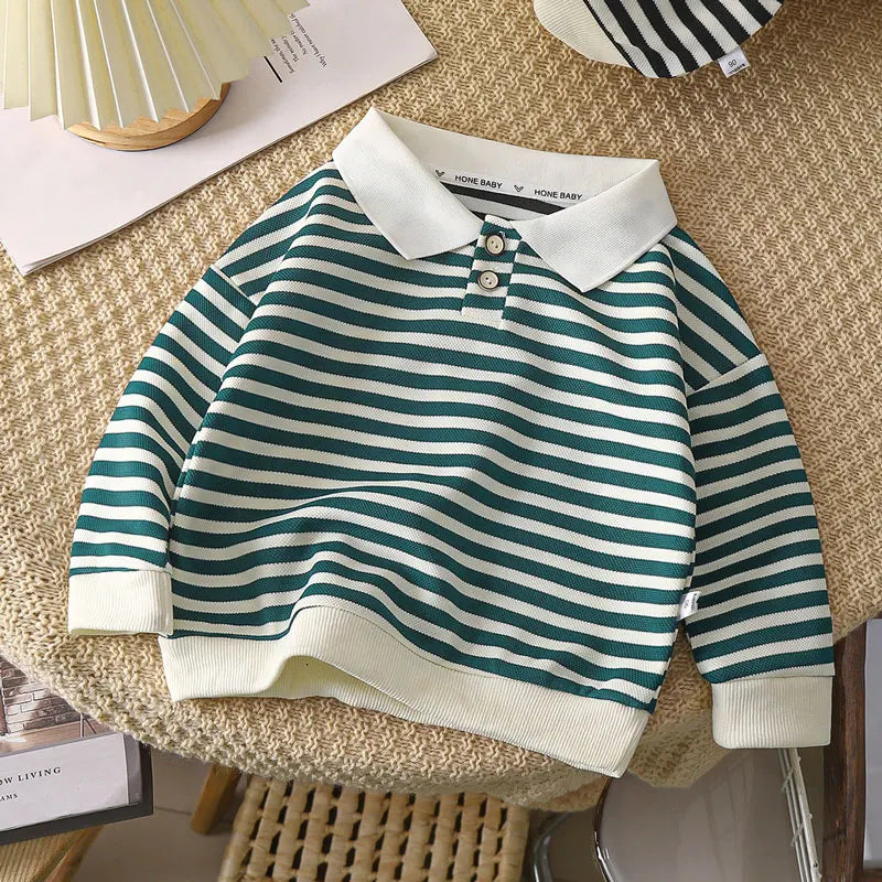 1 to 10 Years Boys Polo Shirts Autumn Winter Tops for Kids Long Sleeve Children T-shirts Stripe Blouse Baby Tees Toddler Outfits
