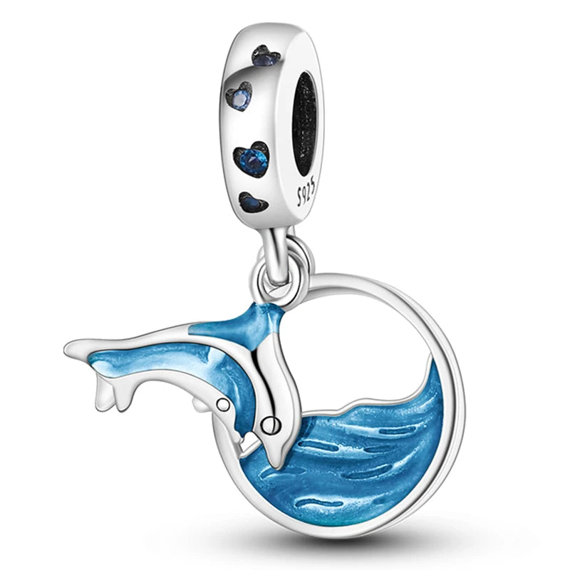 Hot Sale 925 Sterling Silver Ocean World Series Sea Turtle Starfish Little Crab Octopus Charms Bead Fit 925 Bracelet DIY Jewelry