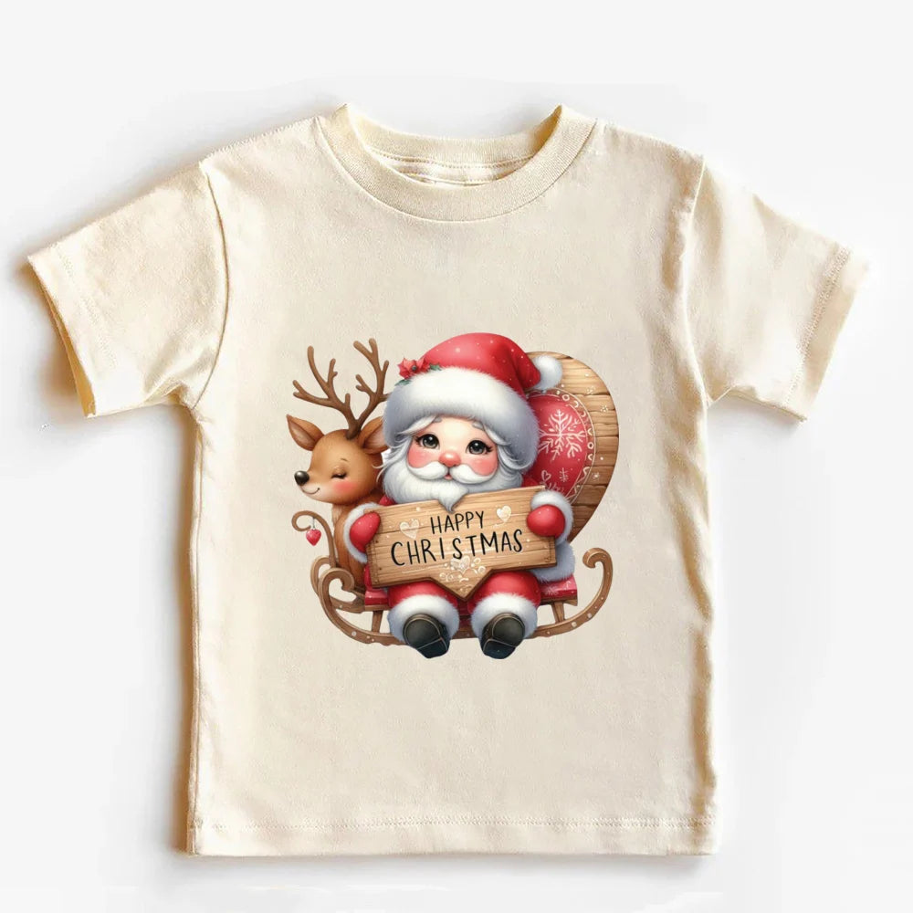 Christmas Santa Claus Christmas T Shirt Retro Christmas Shirt for Kids Merry Xmas Outfit  Toddler Infant Xmas Tops Clothes