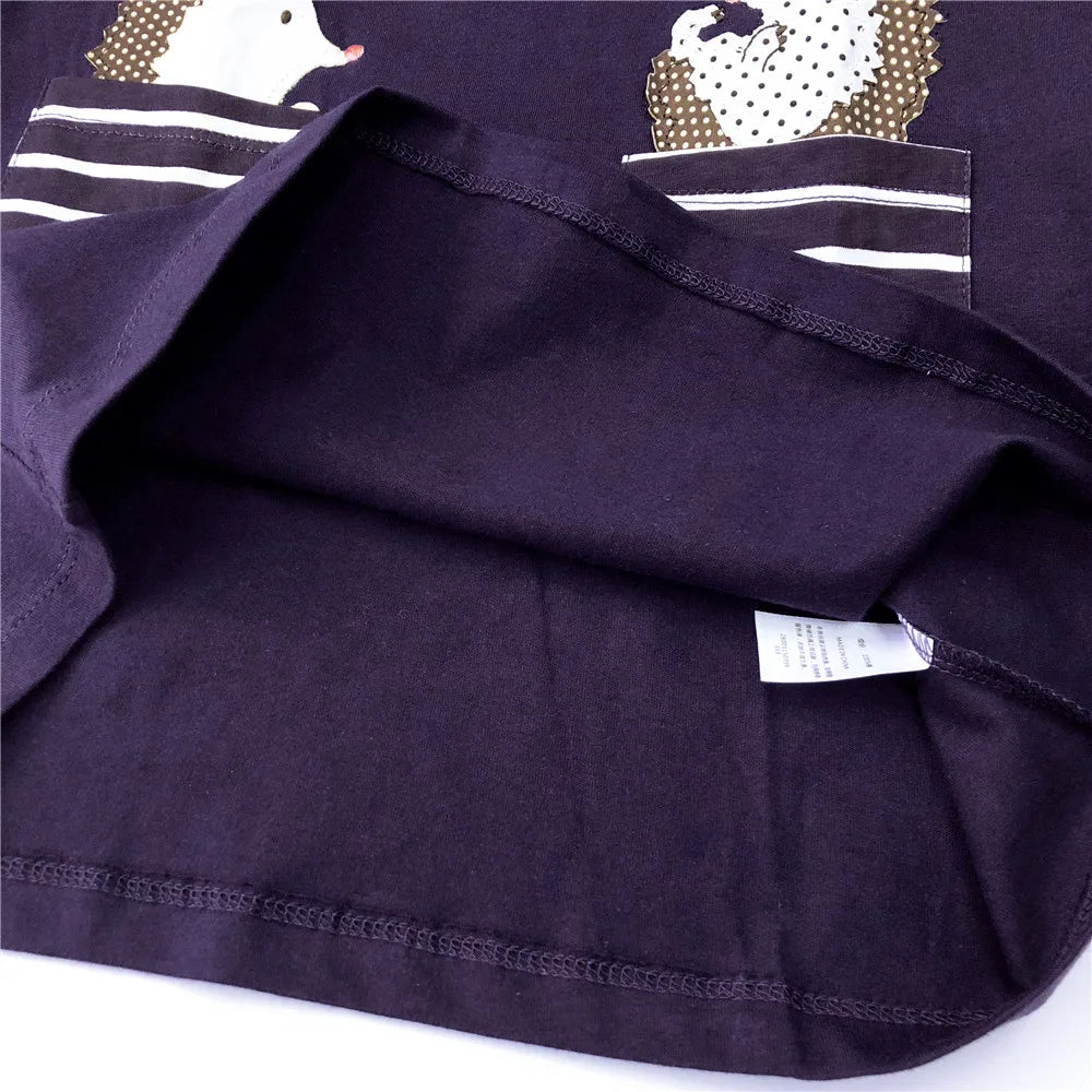 VIKITA Children Cartoon Dress Girls Cotton Casual Daily Autumn Spring Dress with Pockets Kids Straight Dresses Kids Clothes