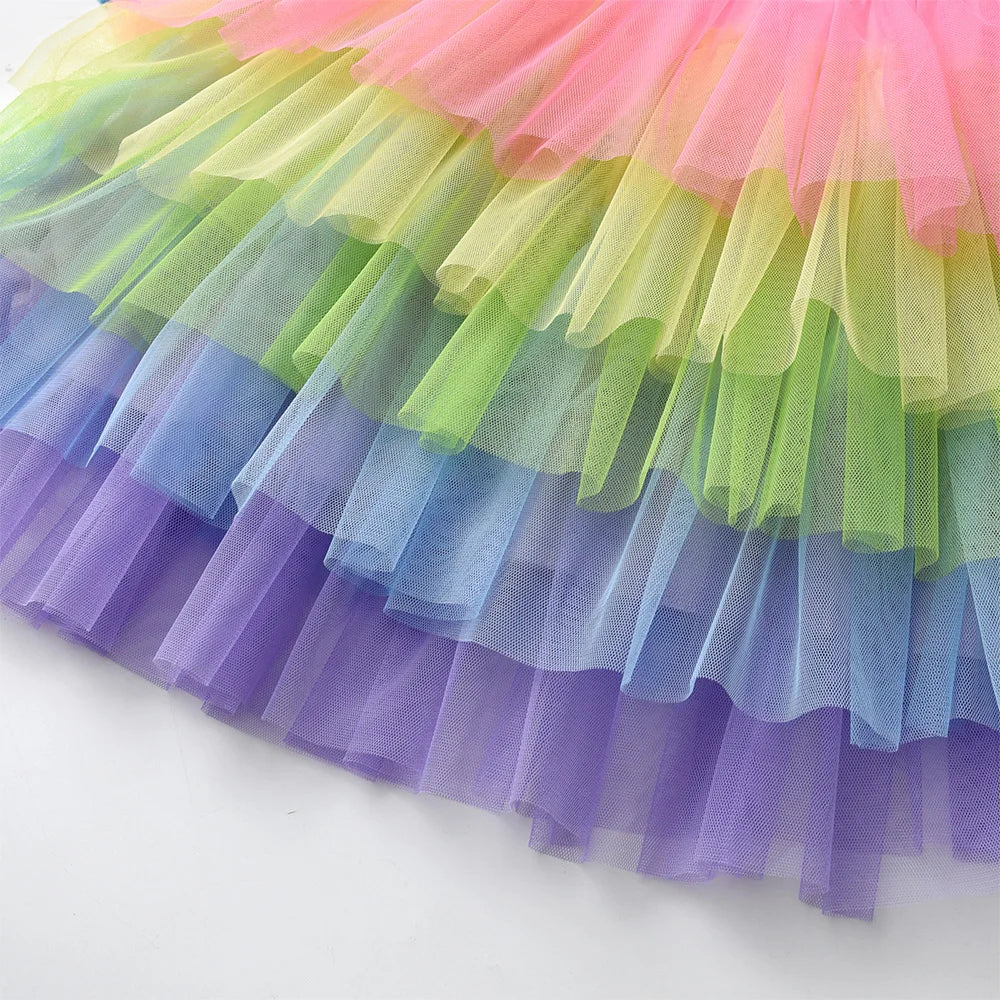 VIKITA Meerjungfrauen-Tutu-Kleid für Teenager und Mädchen, farbenfroh, gestuft aus Tüll und Netzstoff, Prinzessinnenkleid, Kostüm für Kinder von 3-12 Jahren