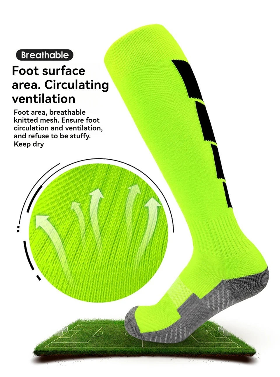 Loogdeel 1 Pair Soccer Socks, Sport Knee High Socks Calf Compression Athletic Socks for Kids Adults Running&Training Football