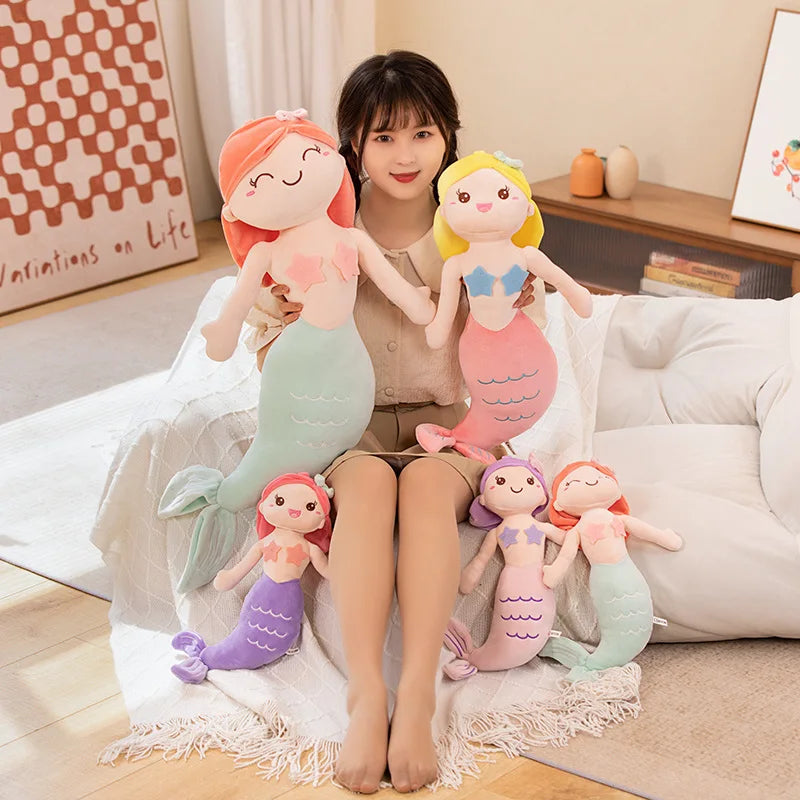 High Quality Cartoon Kawaii Mermaid Plush Toys Soft Animal Plush Pillow Stuffed Toy Princess Dolls Children  Girls Birthday Gift