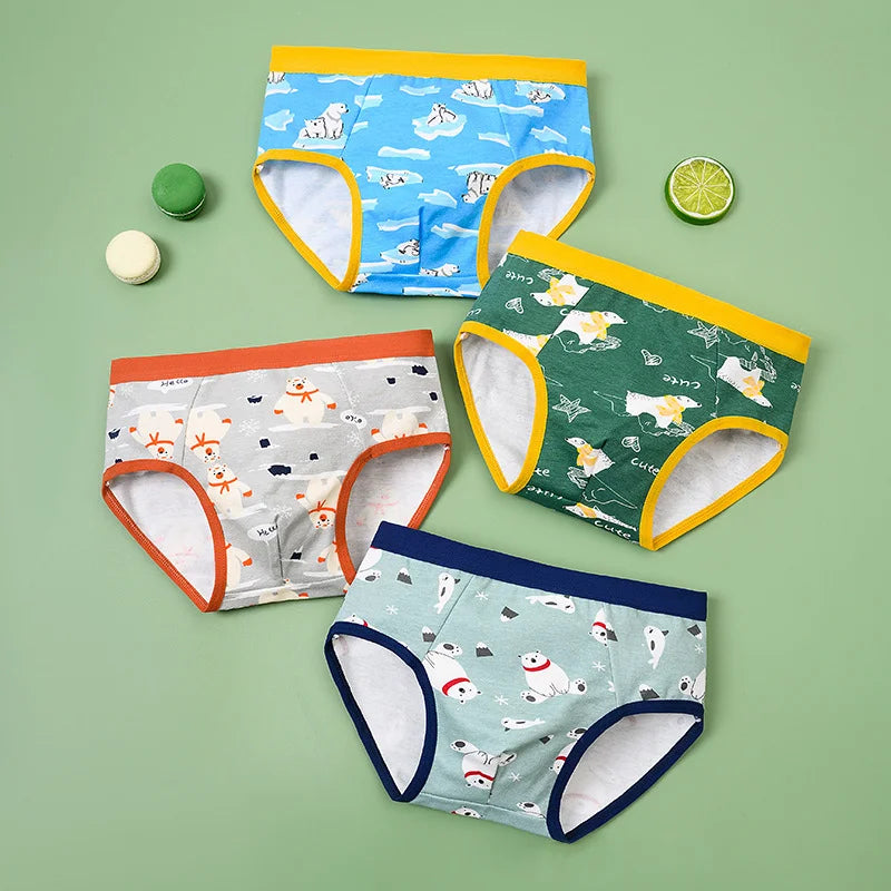 1/4/8 Pcs Boys Boxer Briefs Sets for Children Kids Cotton Underwear Breathable Baby Underpants All Print Thong Panties 2025 New