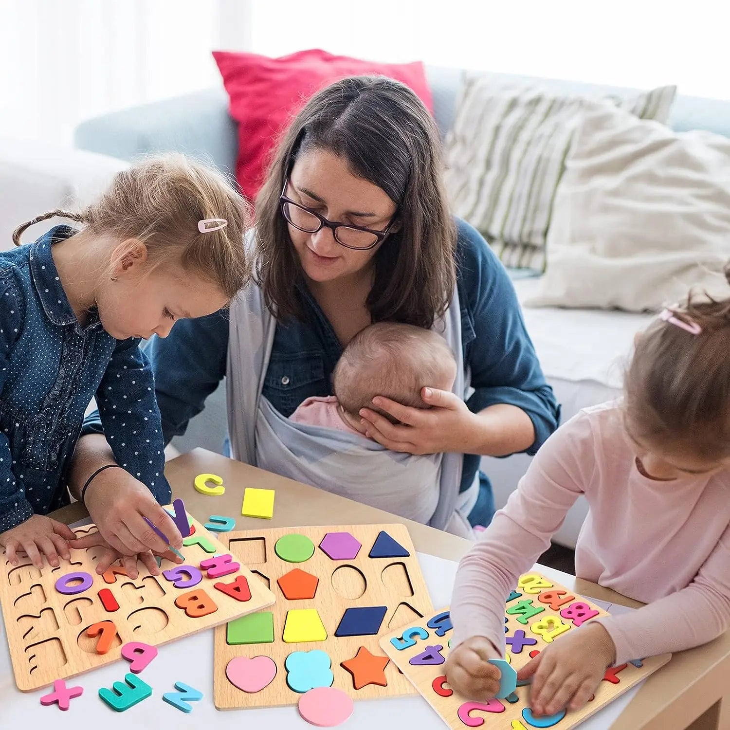 Wooden Puzzles Toys for Kids 3 Year Alphabet Numbers Children Montessori Educational Learning Toys abc Letters Preschool Gift