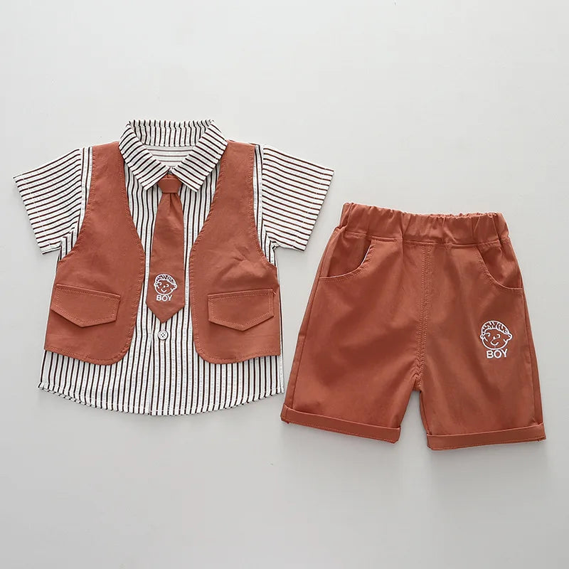 New Summer Baby Boys Clothes Suit Children Shirt Shorts 2Pcs/Sets Toddler Clothing Infant Casual Cotton Costume Kids Tracksuits