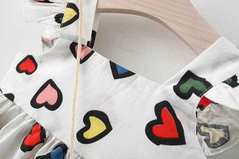 Summer New Colorful Heart Baby Girl Dress, Beach Party Children'S Sleeveless Clothes Free Dragonfly (9 Months -3 Years Old)