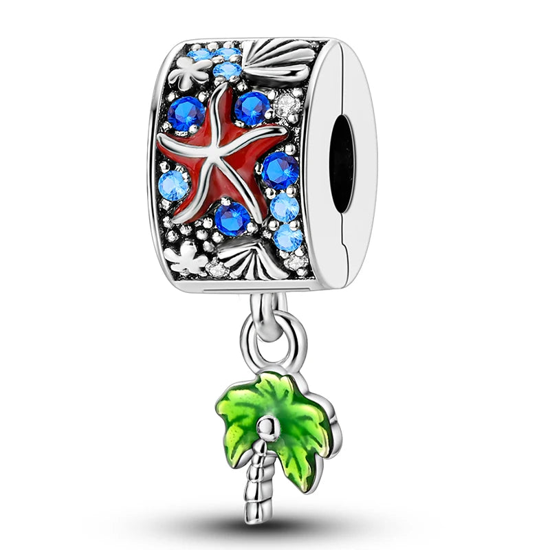 Hot Sale 925 Sterling Silver Ocean World Series Sea Turtle Starfish Little Crab Octopus Charms Bead Fit 925 Bracelet DIY Jewelry