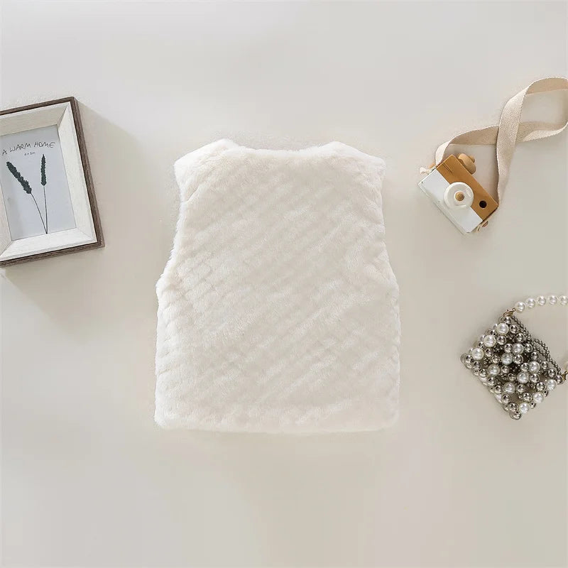 (9 Months -3 Years Old) Autumn And Winter New Simple Solid Color Baby Girl Vest, Fashionable And Warm Children'S Clothing