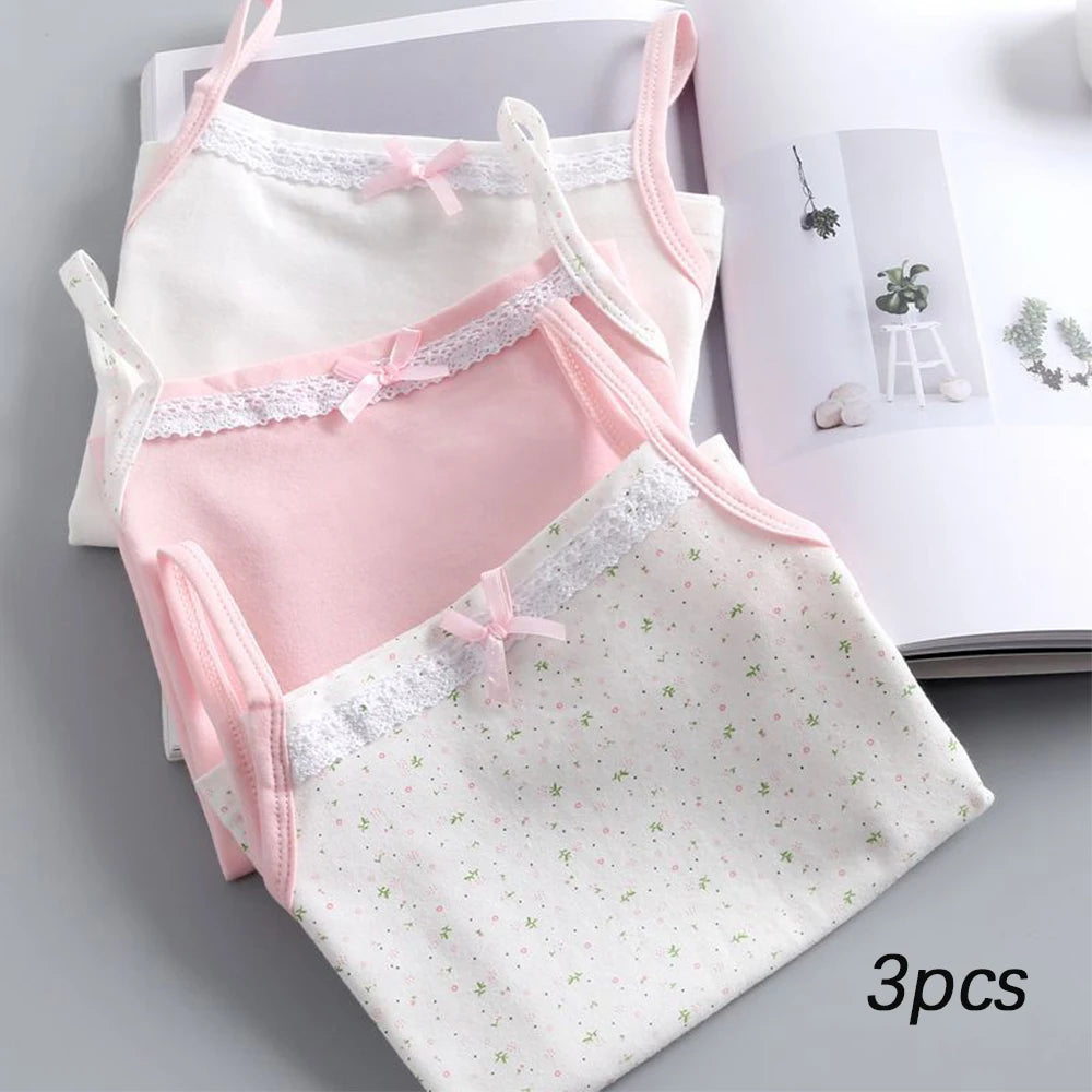 Summer Tank Tops For Girls Cartoon Underwear Young Teens In Lingerie Cotton Sport Top Children Undershirts 3pcs/lot