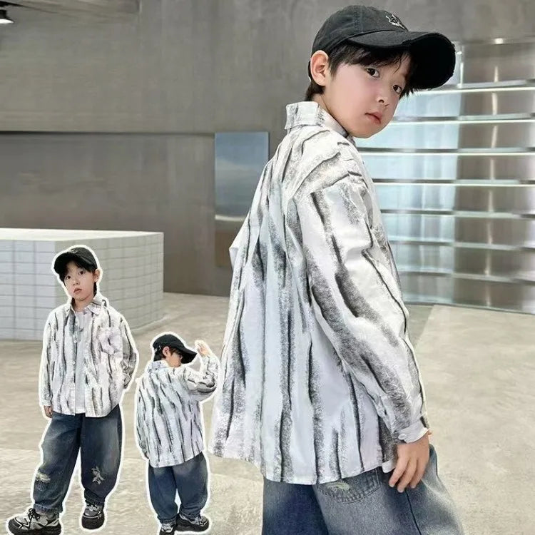 2025 New Boys' Spring Autumn Long Sleeve Shirt Toddler Boys Stylish Long Sleeve Shirt Trendy Design for Kids