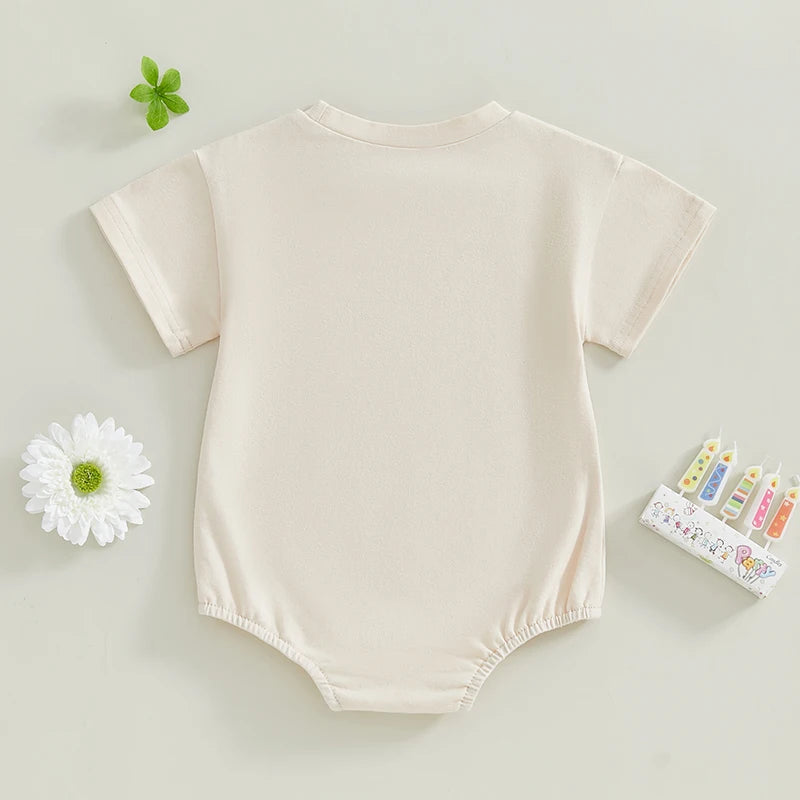 Toddler Boy Lightweight Cotton Romper Short Sleeve Round Neck Animal Print Loose Fit Jumpsuit for Summer Beach Party