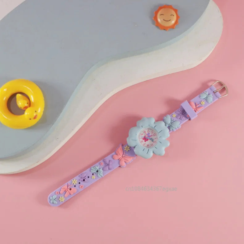 New Kids Watches Cartoon Watches Butterfly Silicone Quartz Wristwatch Birthday Gift Girl Boy Children Study Time Watch Reloj
