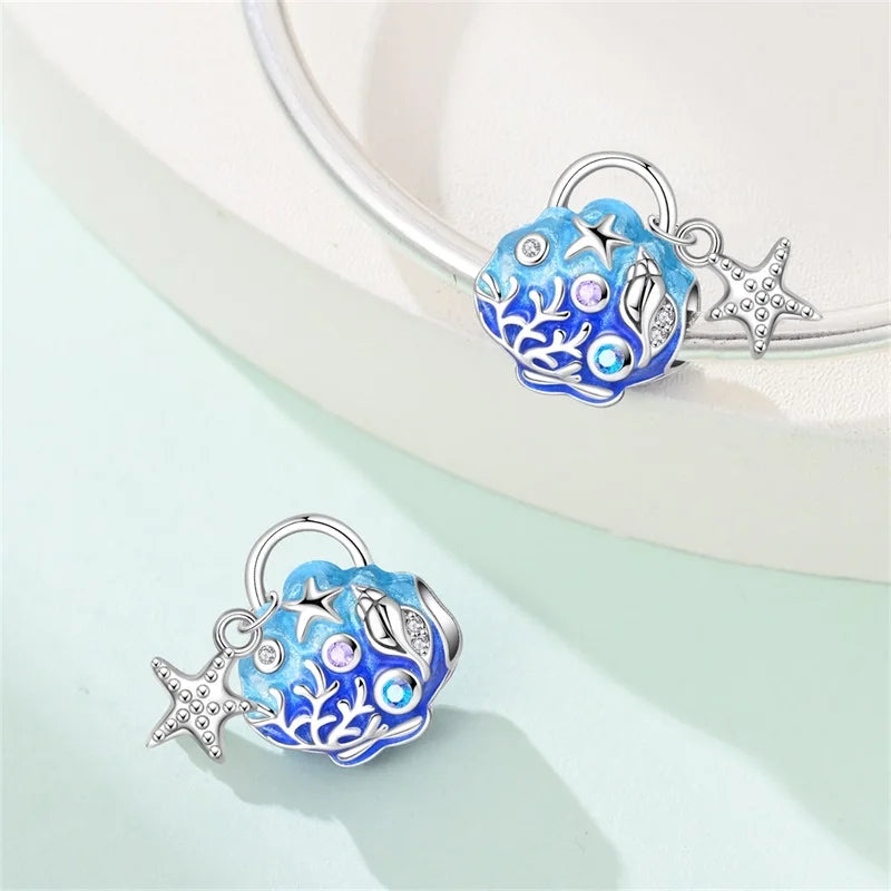 Hot Sale 925 Sterling Silver Ocean World Series Sea Turtle Starfish Little Crab Octopus Charms Bead Fit 925 Bracelet DIY Jewelry