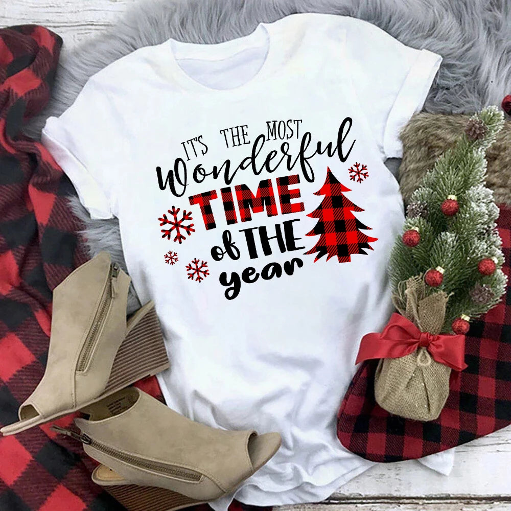 Christmas Family Matching Outfit T-shirt Xmas Party Gift It's The Most Wonderful Time of The Year Print Cute T Shirt Family Look