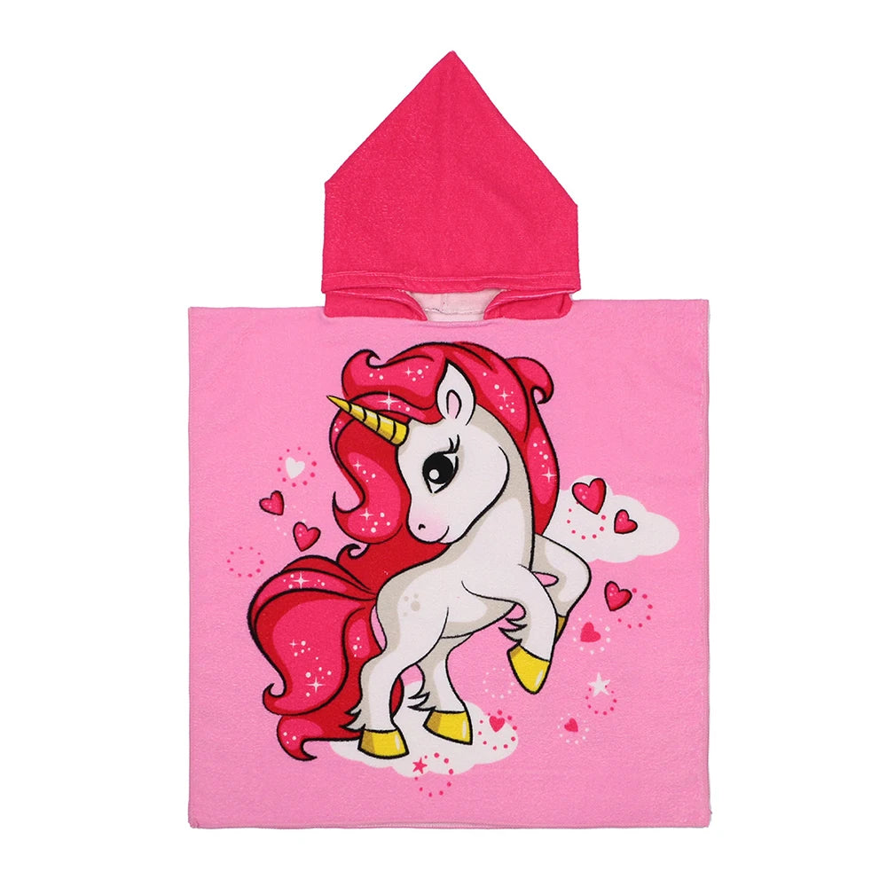 Children Bathing Stuff Kids Hooded Cape Towel Boy Shark Bathrobe Baby Dinosaur Bath Towel Girls Unicorn Beach Towel Wrap Blanket