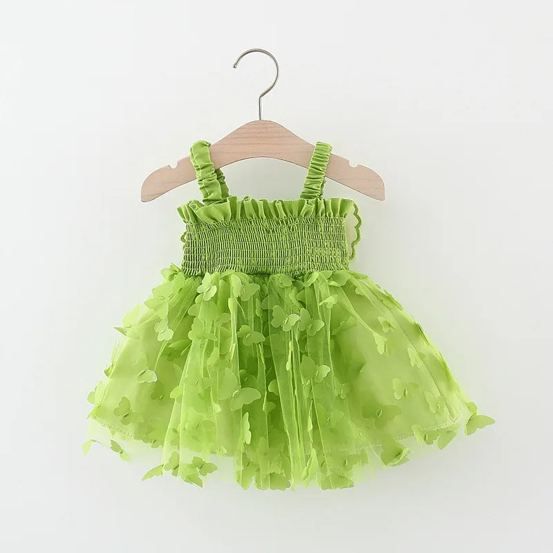 Summer New Princess Style Baby Girl Dress, Butterfly Chiffon Suspender Children'S Clothing For Babies Aged 9 Months To 3 Years