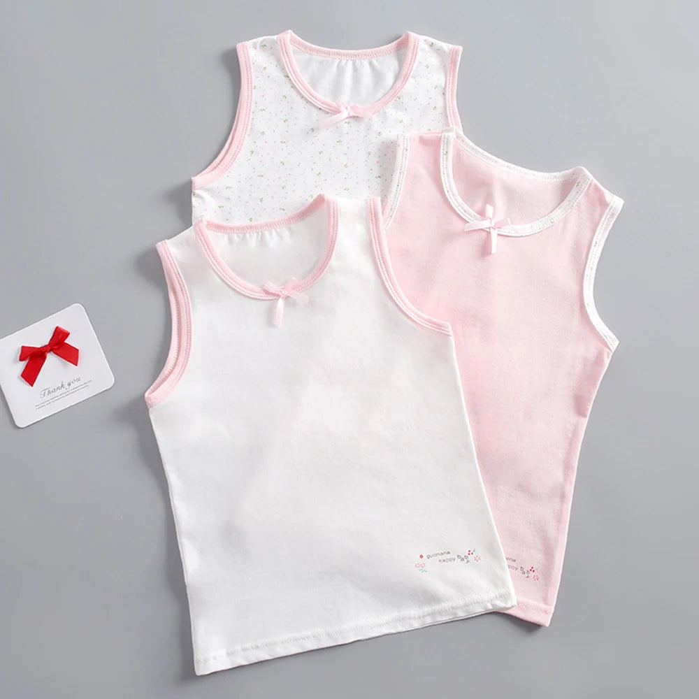 Summer Tank Tops For Girls Cartoon Underwear Young Teens In Lingerie Cotton Sport Top Children Undershirts 3pcs/lot
