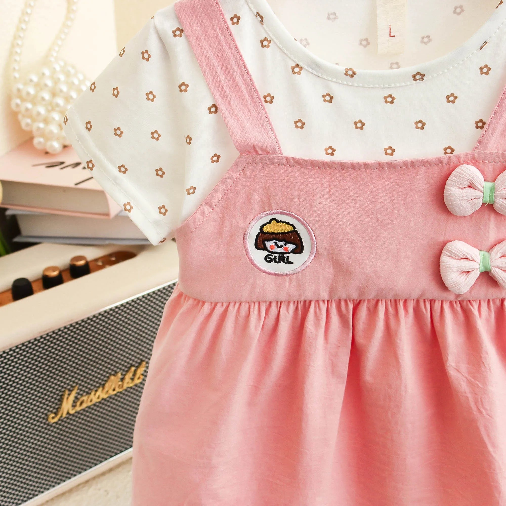 Happy New Year! Summer New Sweet Bow Baby Girl Dress, Small Floral Short Sleeved Children'S Clothing For 6-24 Months