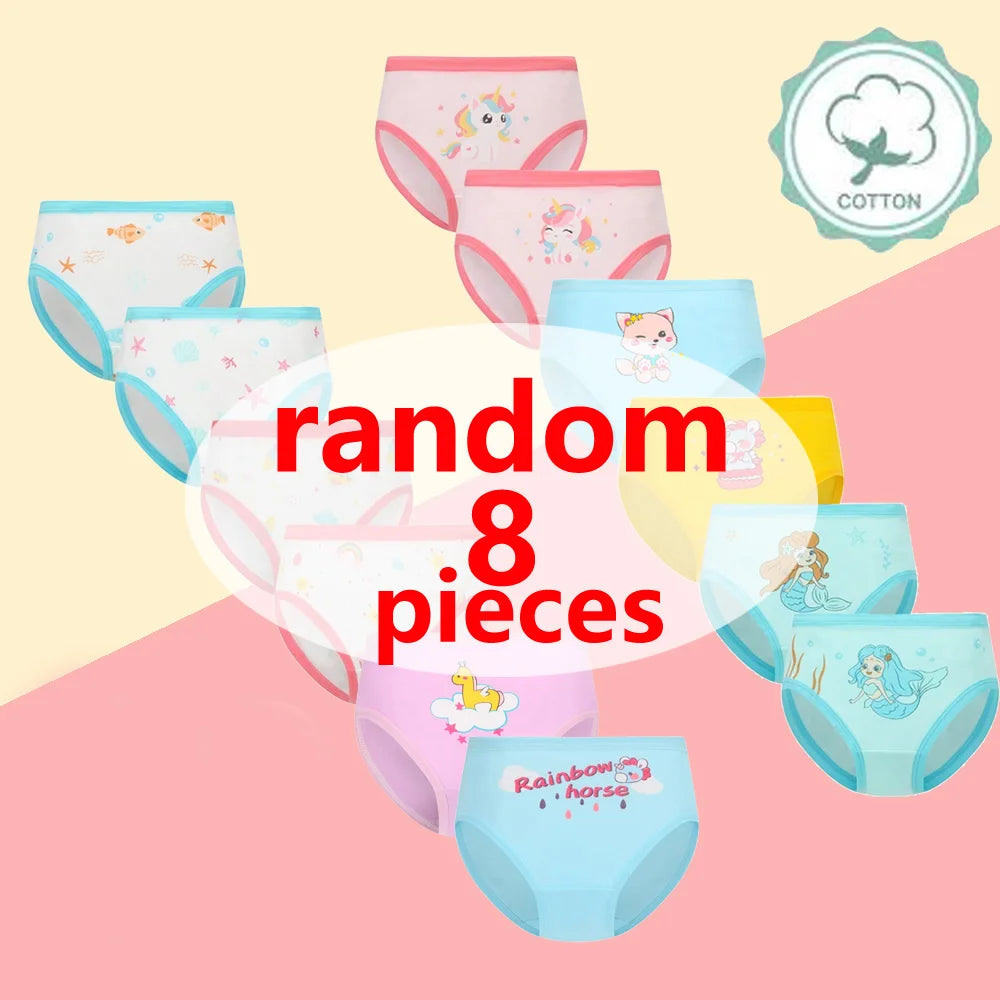 1/4/8/12 Pcs/Pack Children Girls Panties Underwear Sets Cotton Cartoon Unicorn Print Child Panties for Girl Kid Boxer Breathable