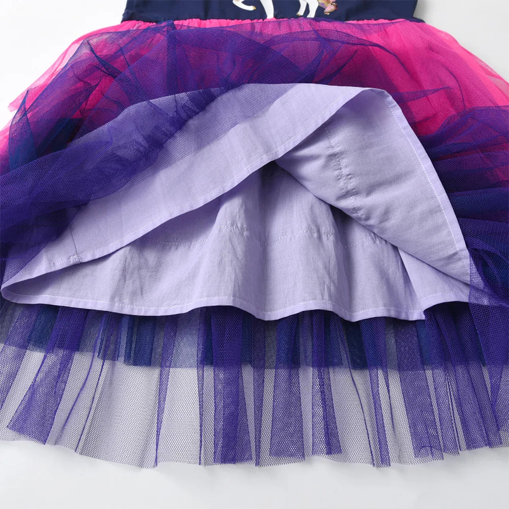 VIKITA Girls Summer Dress Kids Princess Gradient Sequined Wedding Birthday Party Gown Elegant Fashion Frocks Unicorn Costumes