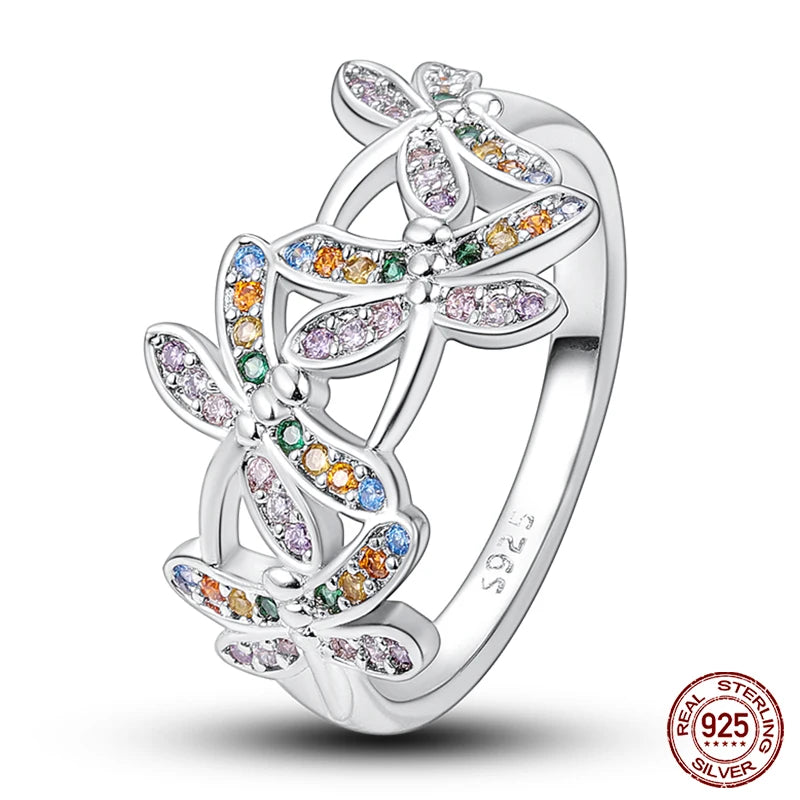 New Rings For Women 100% 925 Sterling Silver Star Moon Colorful Zircon Rings Fine Wedding Engagement Birthday Jewelry Gifts