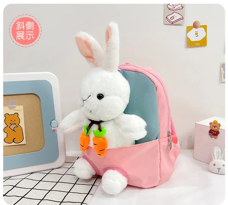 Cartoon Kindergarten Backpack New Children's School Bag Cute Plush Rabbit Doll Backpack