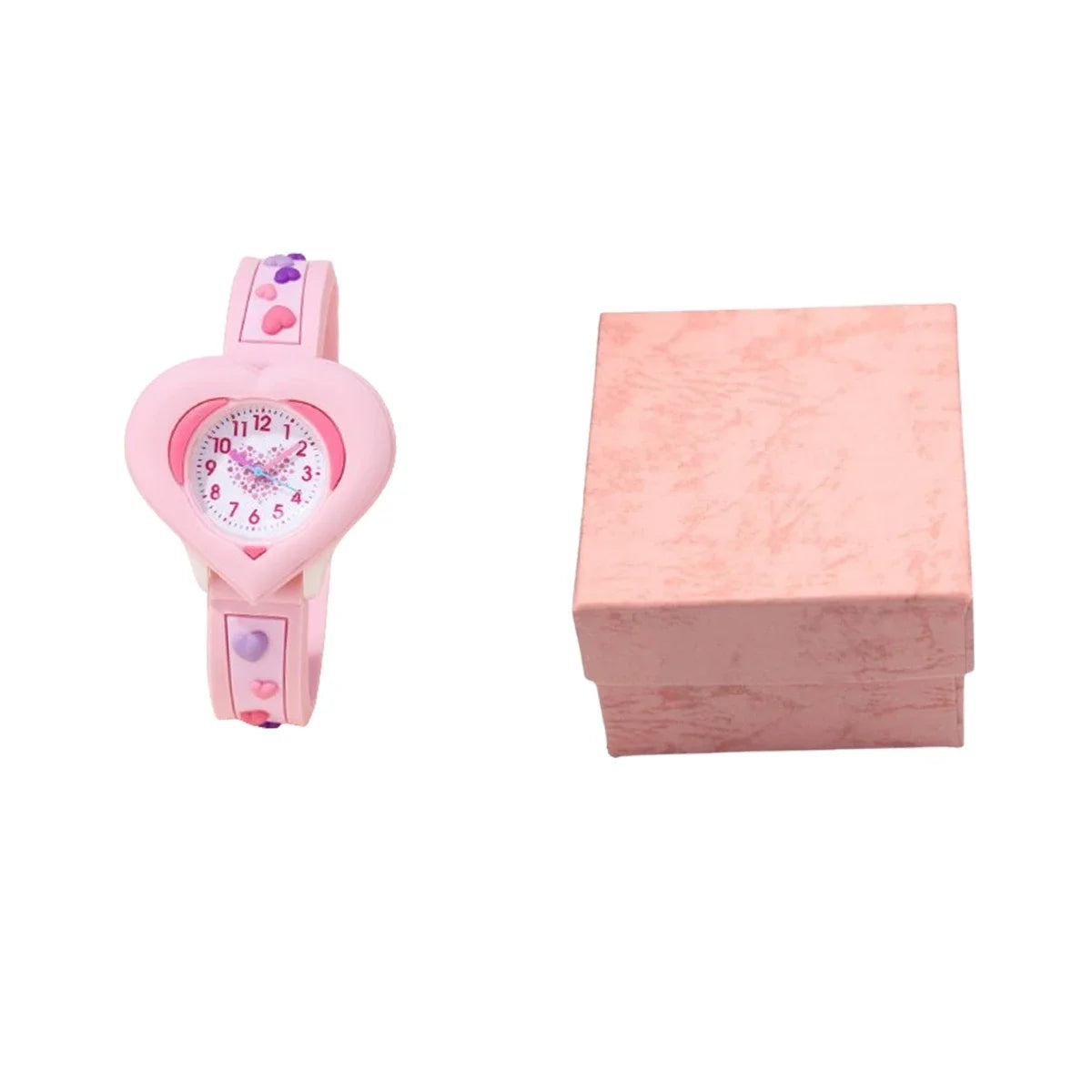 1/2pcs-Cute heart-shaped quartz watch for girls - silicone strap, suitable for Christmas gifts, birthday gifts