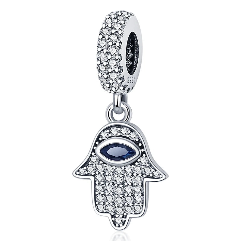 Hot Sales 925 Sterling Silver Charms Beads Devil's Eye Fatima's Hand Cross Beads Fit Original Bracelet Women DIY Jewelry Gifts