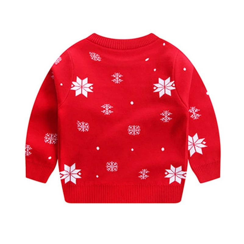 Winter Children Sweater Red Santa Claus Snowflake Pattern Boy Girl Knitting Sweater Happy New Year Gift Kid Christmas Clothing