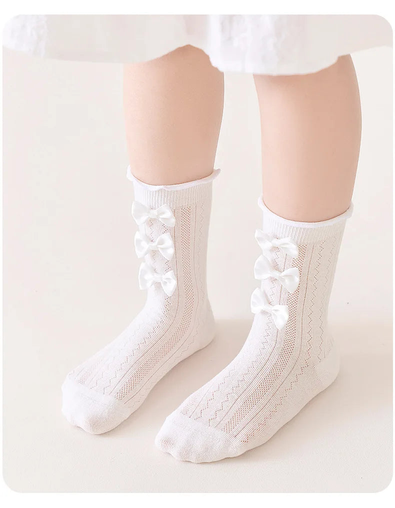 3/6 Pairs Girls Socks White Princess Lace Socks Kids Girl Breathable Children Socks Comfortable Mid Tube Socks For Girls
