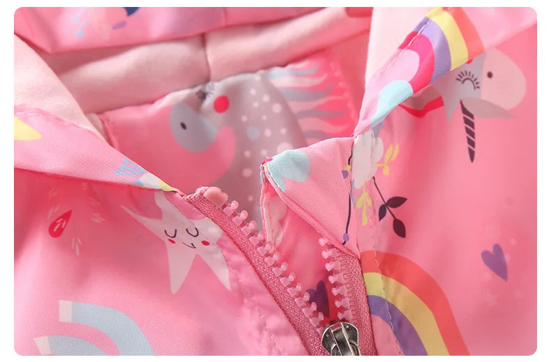 Fashion Kawaii Children's Jackets for Boys Girls Pink Blue Autumn Clothes 1 to 2 3 4 5 6 7 8 9 Years 2024 Kids Hoodie Waterproof