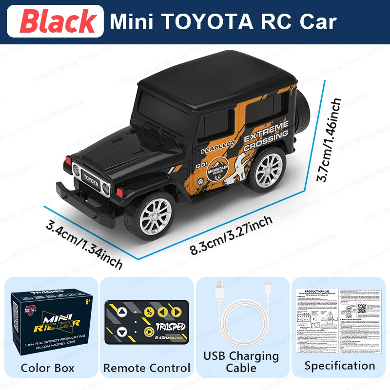 JCMO Mini RC Car 1:64 App/2.4Ghz Remote Control Desktop Small Portable Toy Off Road Vehicle Alloy Carshell For Children Gift New