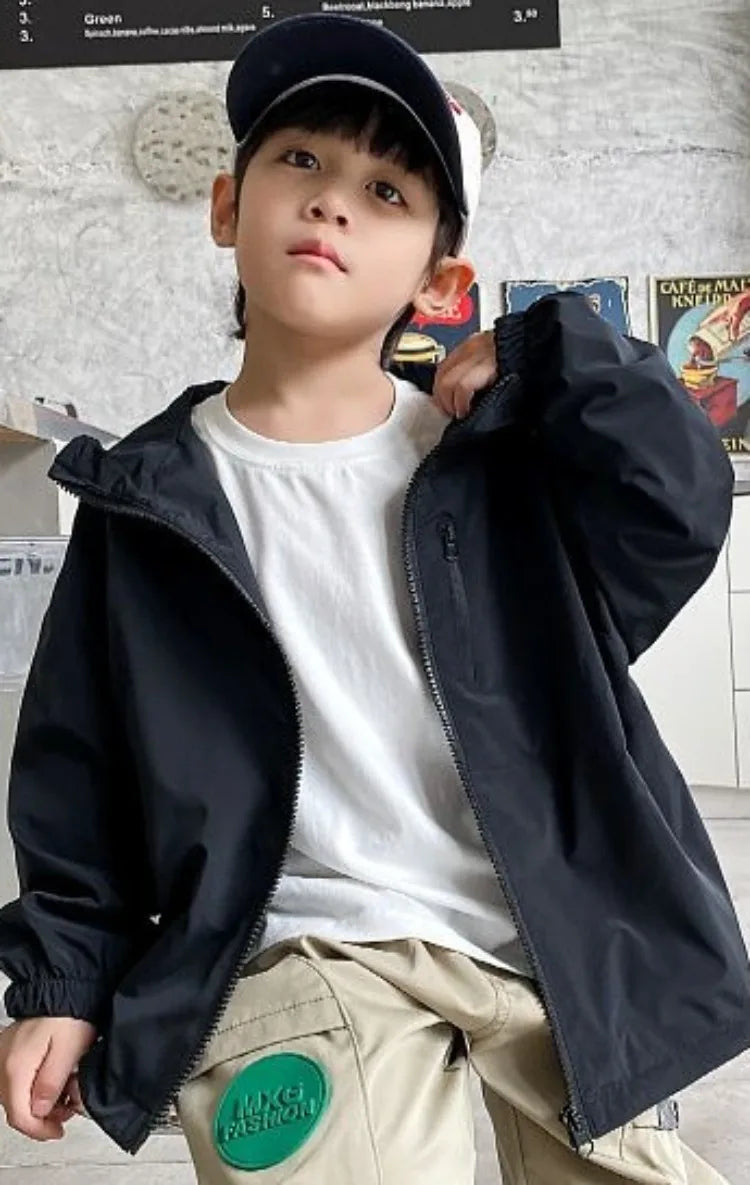 2025 New Kids Outdoor Jacket Unisex Sporty Design Spring Autumn Wear Trendy Waterproof Windproof Jacket for Boys Girls Ages 8-14