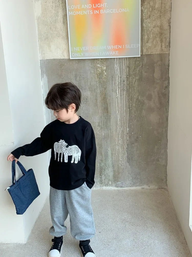 Cartoon Print Children's Top Boys Tshirt Boy Child Tee Shirt Junior Boys' Spring Autumn Clothing Boys' T-shirt 7 8 Years Tees 12