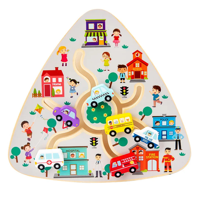 Board Game Toddlers Toy Walking Maze Wooden Chess Board Wooden Fruit Maze Board Movable Maze Board Wood Board Taste Game